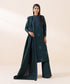 Women's Unstitched Khaddar Green Embroidered 3 Piece Suit